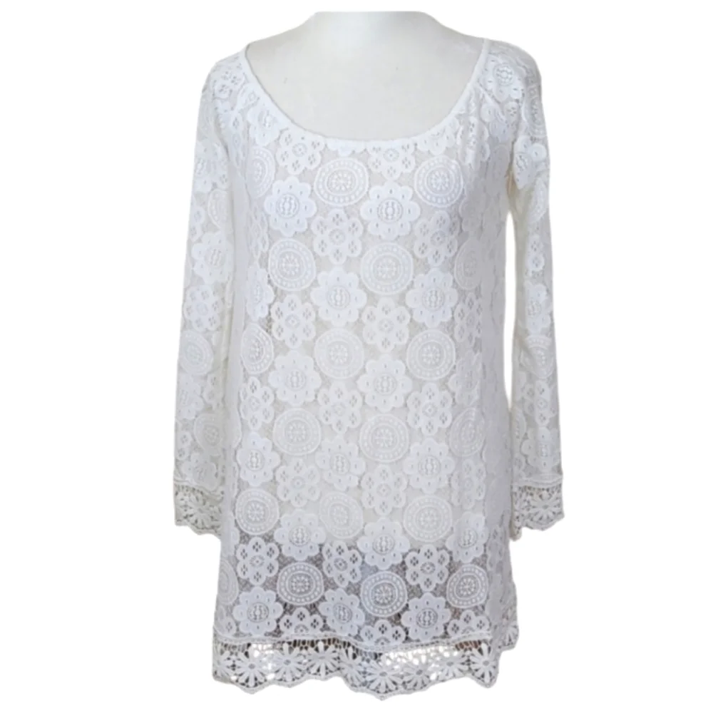 ASOS White Crochet Lace Swim Coverup Size 6